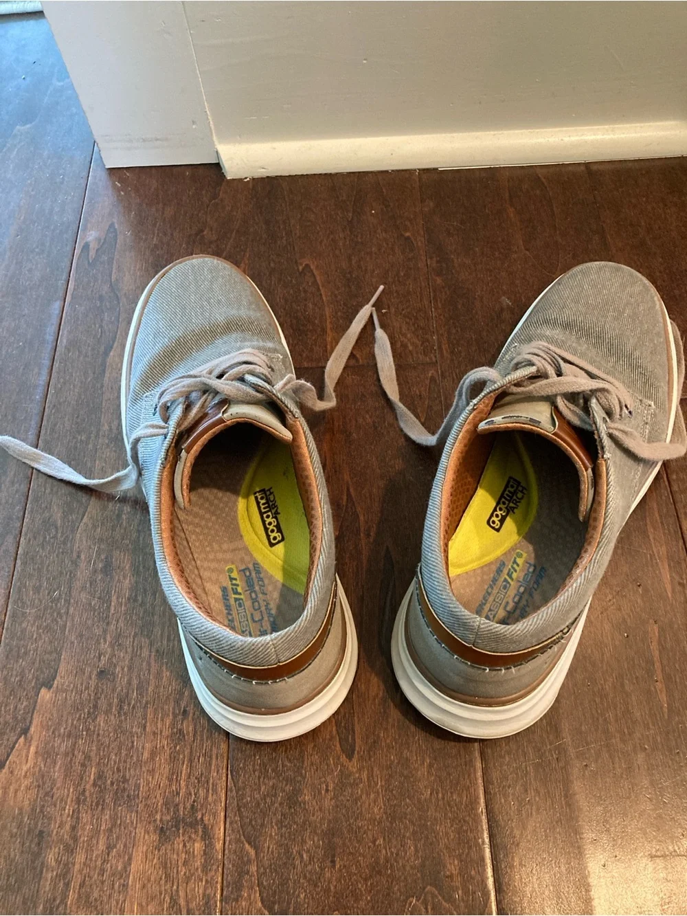 Skechers Men’s Taupe Canvas Boat Shoes with White Soles